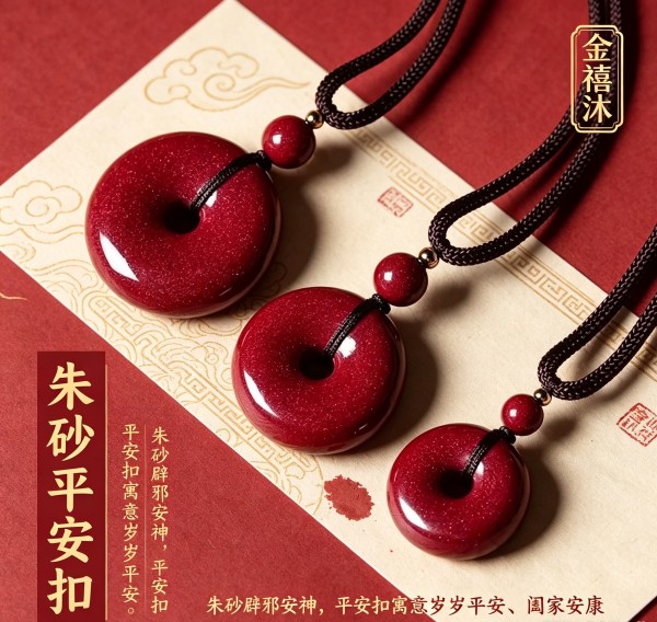 朱砂平安扣24mm中号