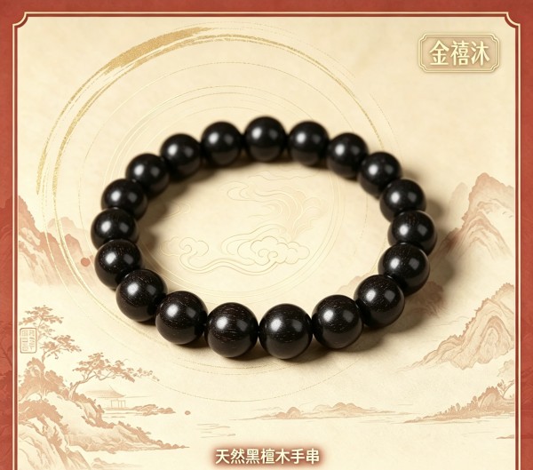 天然黑檀木手串12MM